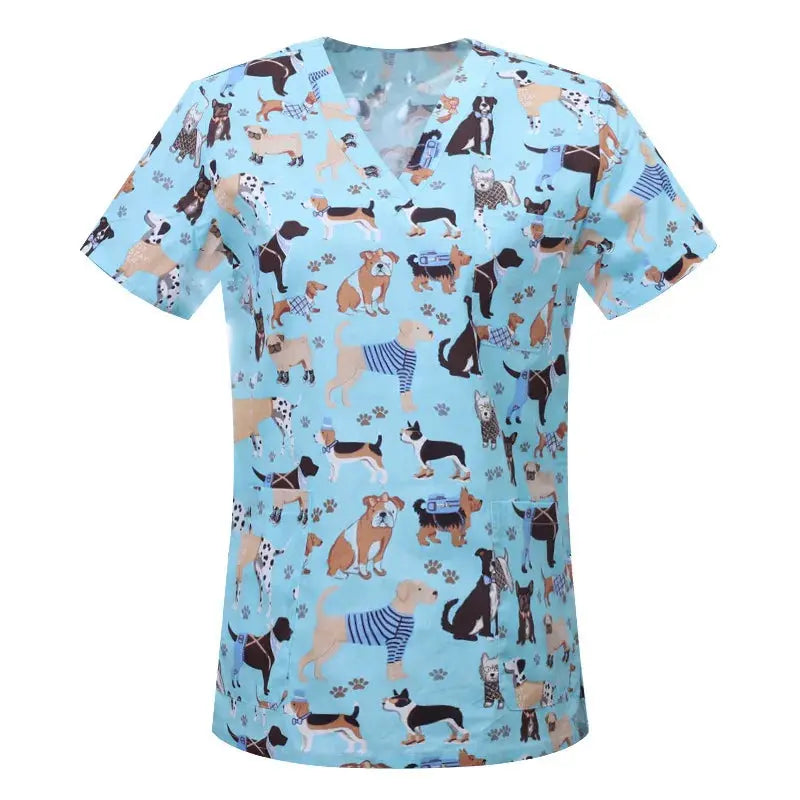 Cartoon Tier drucken Baumwollbluse, chirurgische Scrubs für Tierklinik, Krankenhaus, Krankenpflege CJdropshipping