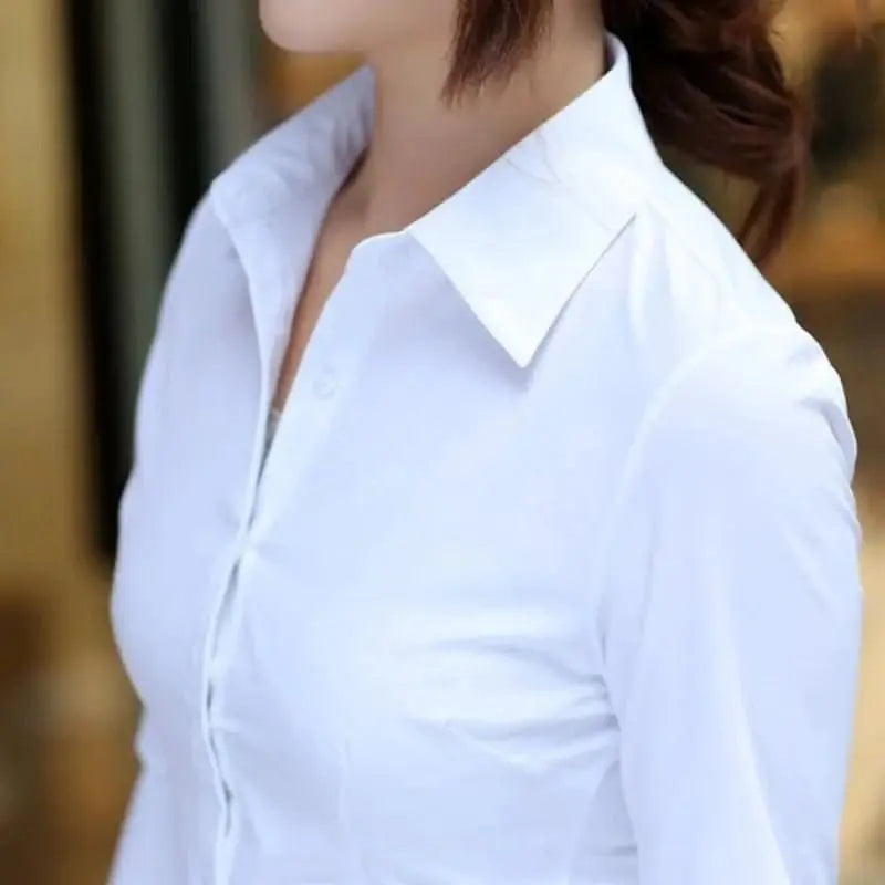 Premium-Thermogaze-Bluse für Frauen - Professional Langarm, Weiß.