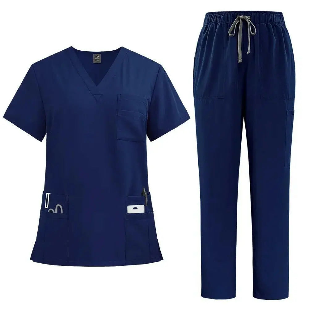 Klassische neue Krankenschwester Scrubs Set Männer Krankenschwester Zubehör Medizinische Uniform Chirurgische Dental Klinische Top Hosen Labor Arbeitskleidung