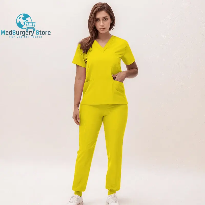 2025 Neue Krankenschwester Uniformen V-Ausschnitt Top Jogger Hose Scrub Sets Chirurgische Arbeitskleidung Zahnarzt Krankenpflege Anzug Krankenhaus Arzt Outfit S21