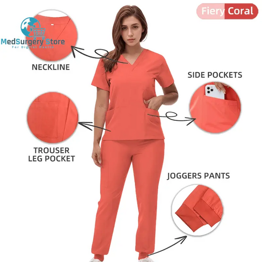 2025 Neue Krankenschwester Uniformen V-Ausschnitt Top Jogger Hose Scrub Sets Chirurgische Arbeitskleidung Zahnarzt Krankenpflege Anzug Krankenhaus Arzt Outfit S21