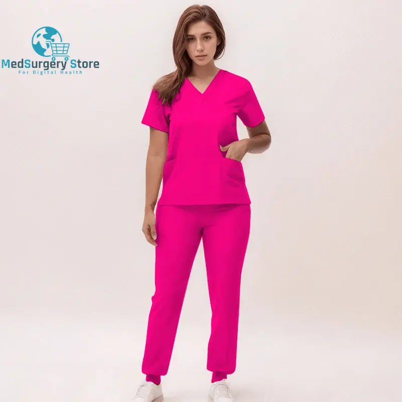 2025 Neue Krankenschwester Uniformen V-Ausschnitt Top Jogger Hose Scrub Sets Chirurgische Arbeitskleidung Zahnarzt Krankenpflege Anzug Krankenhaus Arzt Outfit S21