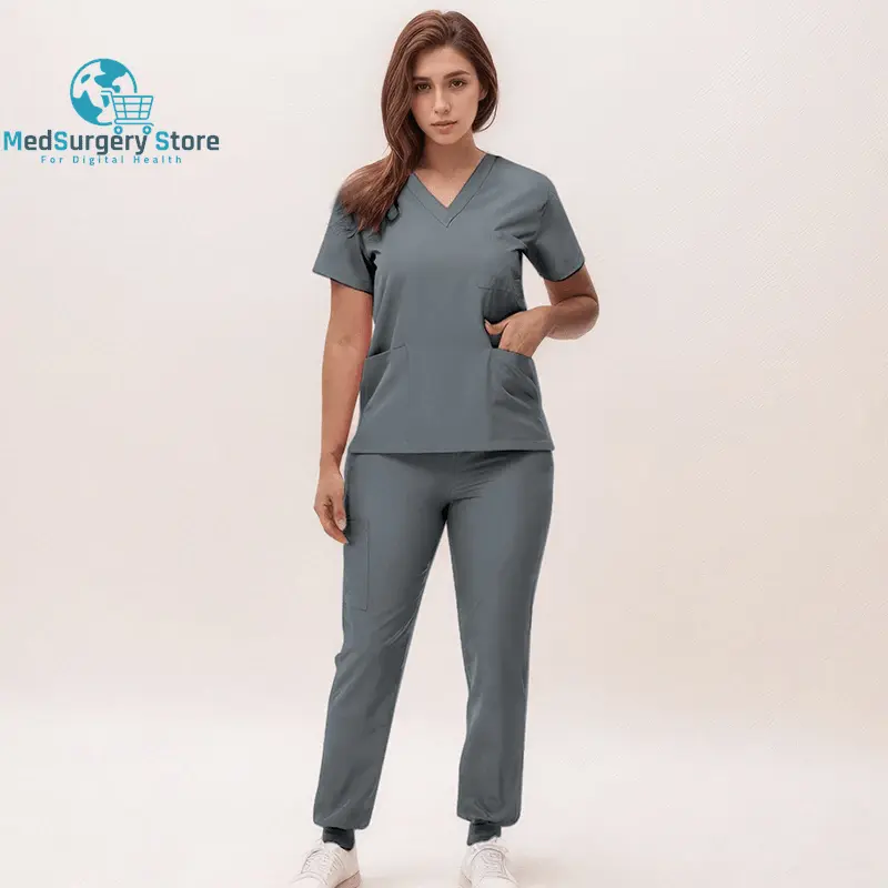 2025 Neue Krankenschwester Uniformen V-Ausschnitt Top Jogger Hose Scrub Sets Chirurgische Arbeitskleidung Zahnarzt Krankenpflege Anzug Krankenhaus Arzt Outfit S21