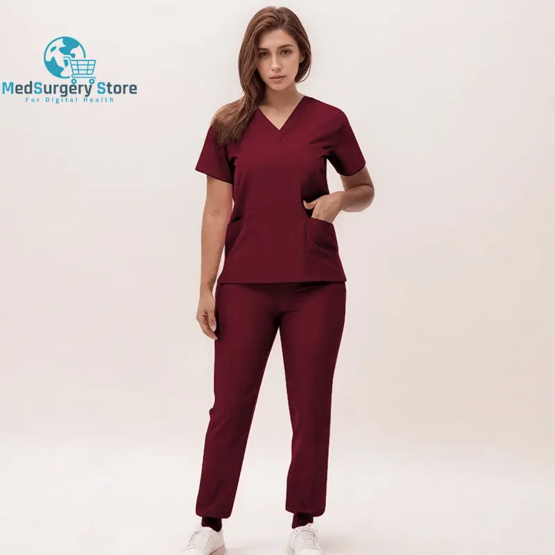2025 Neue Krankenschwester Uniformen V-Ausschnitt Top Jogger Hose Scrub Sets Chirurgische Arbeitskleidung Zahnarzt Krankenpflege Anzug Krankenhaus Arzt Outfit S21