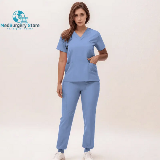 2025 Neue Krankenschwester Uniformen V-Ausschnitt Top Jogger Hose Scrub Sets Chirurgische Arbeitskleidung Zahnarzt Krankenpflege Anzug Krankenhaus Arzt Outfit S21
