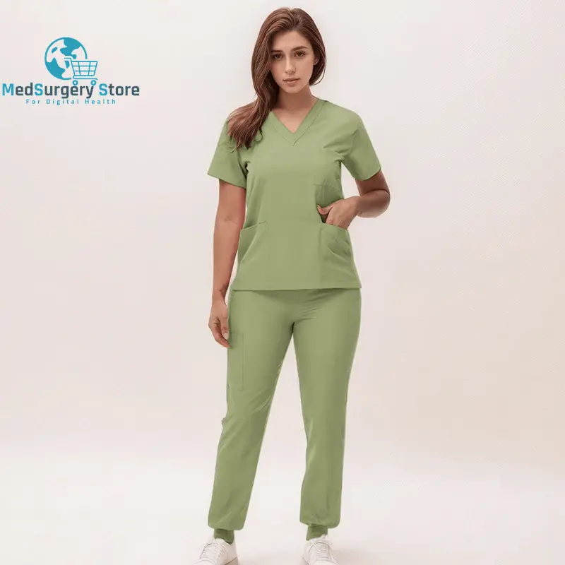 2025 Neue Krankenschwester Uniformen V-Ausschnitt Top Jogger Hose Scrub Sets Chirurgische Arbeitskleidung Zahnarzt Krankenpflege Anzug Krankenhaus Arzt Outfit S21