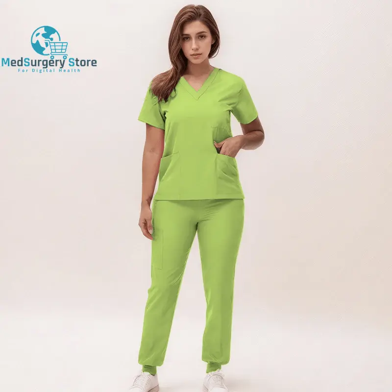 2025 Neue Krankenschwester Uniformen V-Ausschnitt Top Jogger Hose Scrub Sets Chirurgische Arbeitskleidung Zahnarzt Krankenpflege Anzug Krankenhaus Arzt Outfit S21