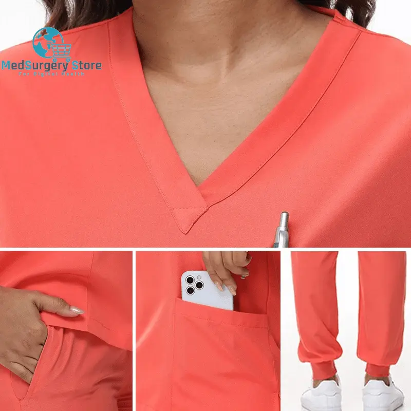2025 Neue Krankenschwester Uniformen V-Ausschnitt Top Jogger Hose Scrub Sets Chirurgische Arbeitskleidung Zahnarzt Krankenpflege Anzug Krankenhaus Arzt Outfit S21