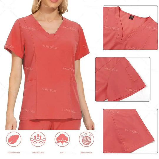 Anti-Falten Premium Stoff Klinische Uniformen Waschbar Krankenschwester Uniformen Medizinische Scrubs Sets Chirurgische Bluse Taschen Gerade Hosen