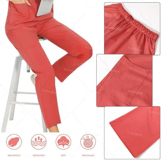 Anti-Falten Premium Stoff Klinische Uniformen Waschbar Krankenschwester Uniformen Medizinische Scrubs Sets Chirurgische Bluse Taschen Gerade Hosen