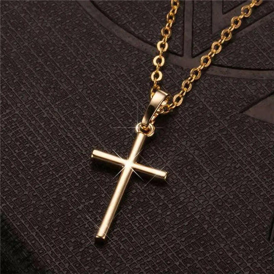 Mode Weibliche Kreuz Anhänger Dropshipping Gold Schwarz Farbe Edelstahl Jesus Kreuz Anhänger Halskette Schmuck für Männer/Frauen