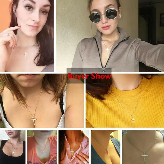 Mode Weibliche Kreuz Anhänger Dropshipping Gold Schwarz Farbe Edelstahl Jesus Kreuz Anhänger Halskette Schmuck für Männer/Frauen