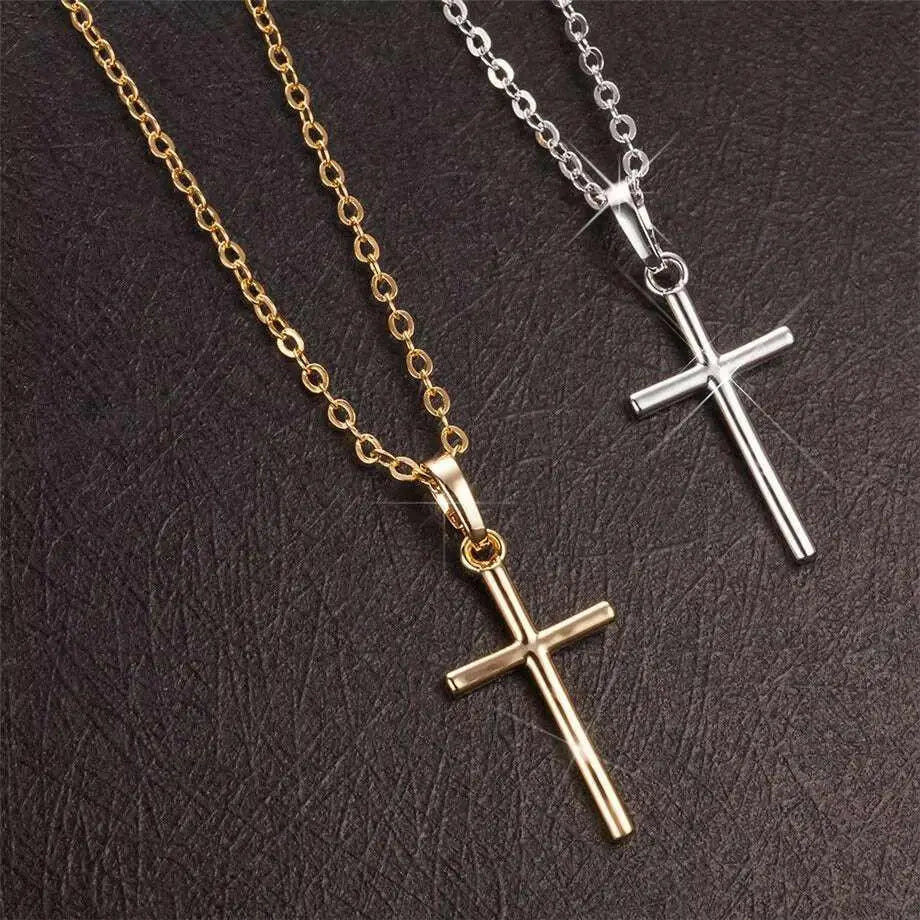 Mode Weibliche Kreuz Anhänger Dropshipping Gold Schwarz Farbe Edelstahl Jesus Kreuz Anhänger Halskette Schmuck für Männer/Frauen