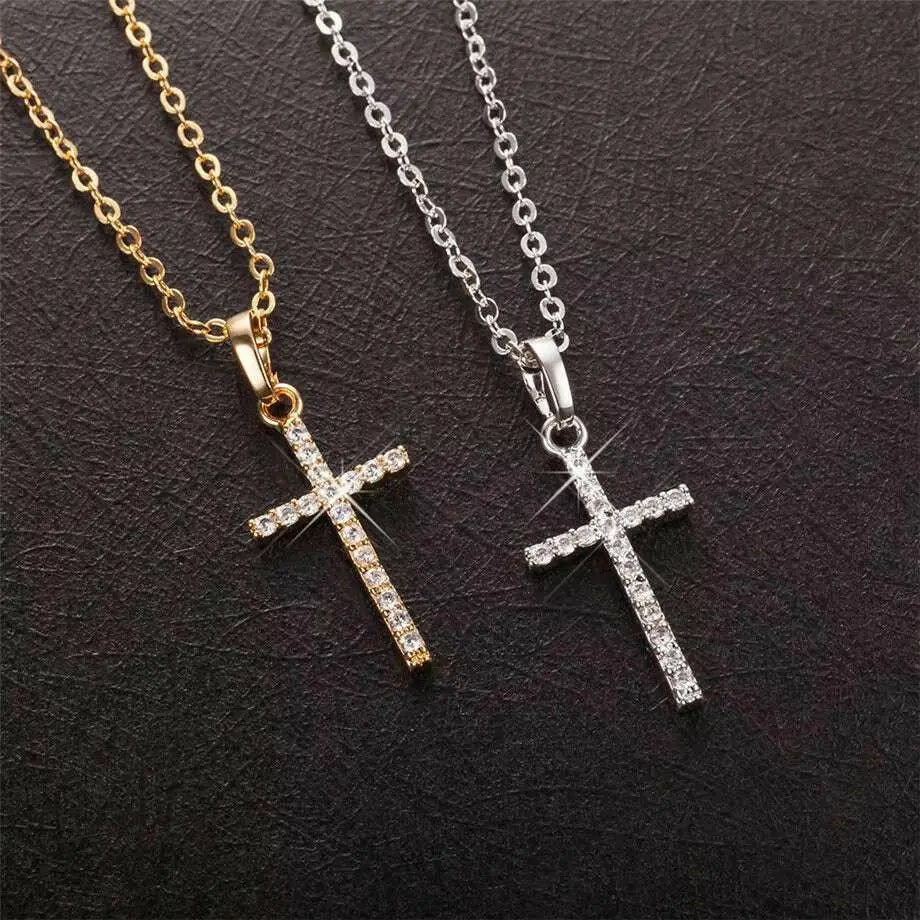 Mode Weibliche Kreuz Anhänger Dropshipping Gold Schwarz Farbe Edelstahl Jesus Kreuz Anhänger Halskette Schmuck für Männer/Frauen