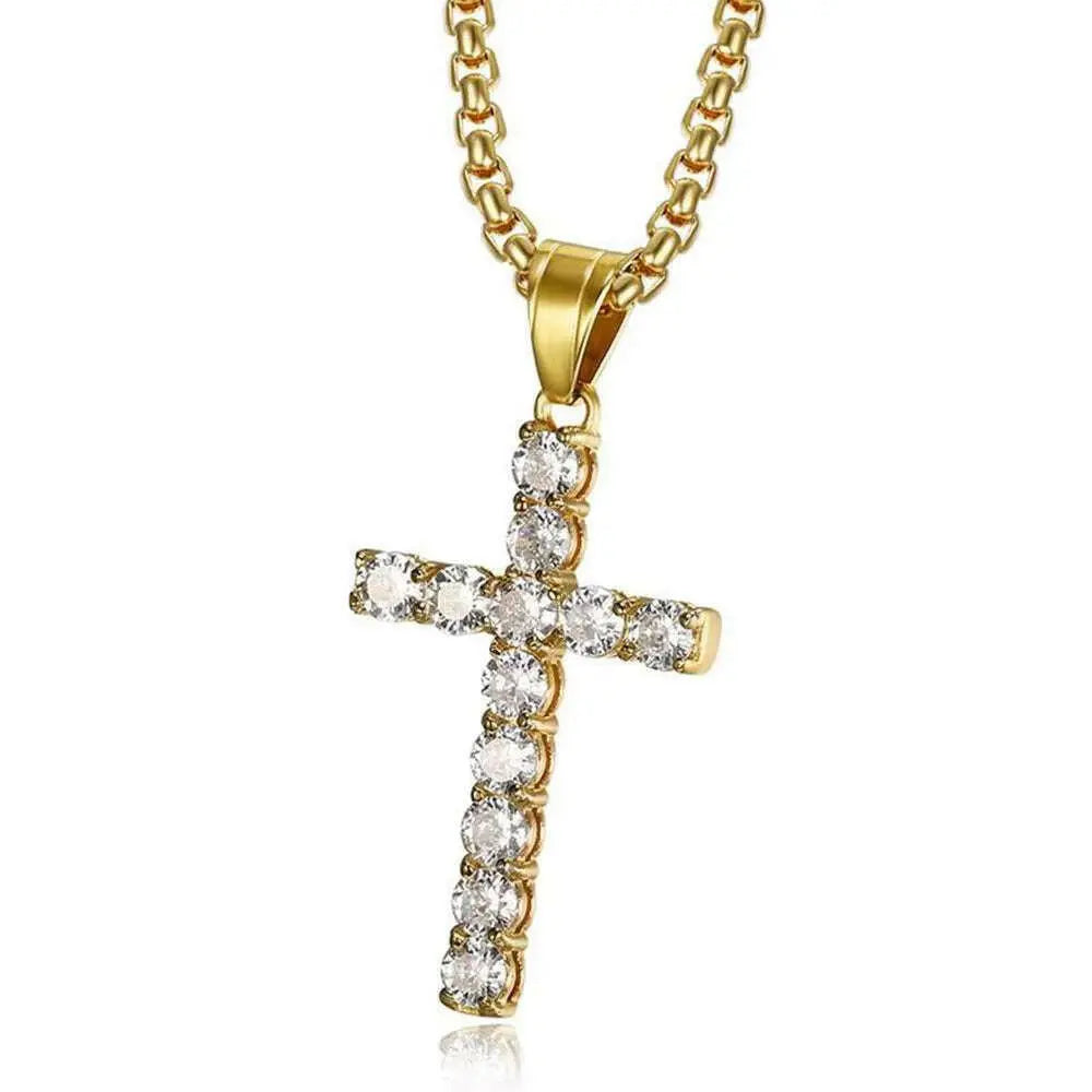 Mode Weibliche Kreuz Anhänger Dropshipping Gold Schwarz Farbe Edelstahl Jesus Kreuz Anhänger Halskette Schmuck für Männer/Frauen