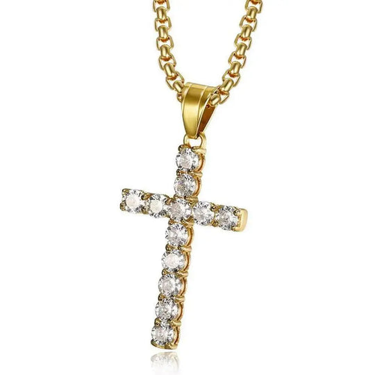 Mode Weibliche Kreuz Anhänger Dropshipping Gold Schwarz Farbe Edelstahl Jesus Kreuz Anhänger Halskette Schmuck für Männer/Frauen