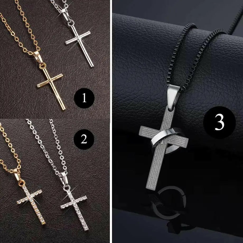 Mode Weibliche Kreuz Anhänger Dropshipping Gold Schwarz Farbe Edelstahl Jesus Kreuz Anhänger Halskette Schmuck für Männer/Frauen
