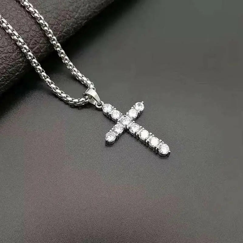Mode Weibliche Kreuz Anhänger Dropshipping Gold Schwarz Farbe Edelstahl Jesus Kreuz Anhänger Halskette Schmuck für Männer/Frauen