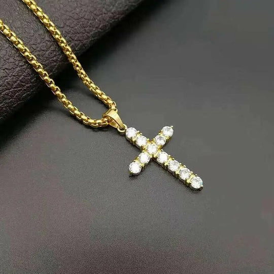 Mode Weibliche Kreuz Anhänger Dropshipping Gold Schwarz Farbe Edelstahl Jesus Kreuz Anhänger Halskette Schmuck für Männer/Frauen