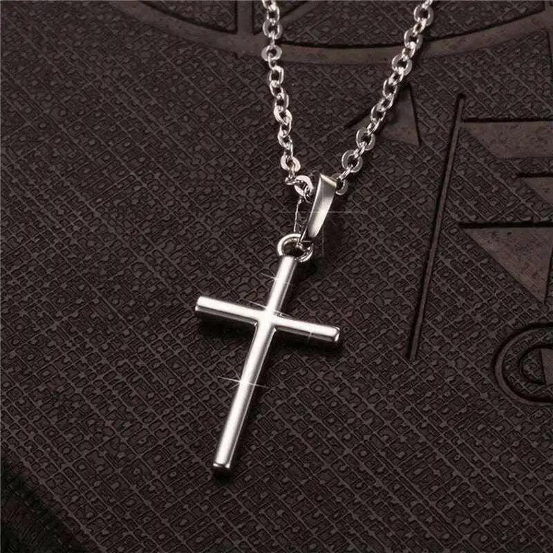 Mode Weibliche Kreuz Anhänger Dropshipping Gold Schwarz Farbe Edelstahl Jesus Kreuz Anhänger Halskette Schmuck für Männer/Frauen