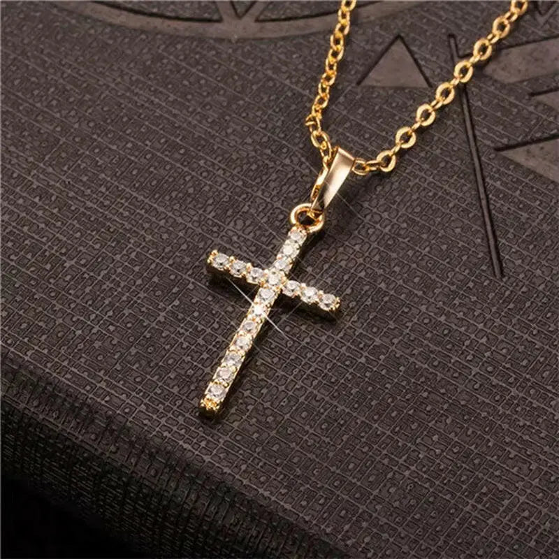 Mode Weibliche Kreuz Anhänger Dropshipping Gold Schwarz Farbe Edelstahl Jesus Kreuz Anhänger Halskette Schmuck für Männer/Frauen