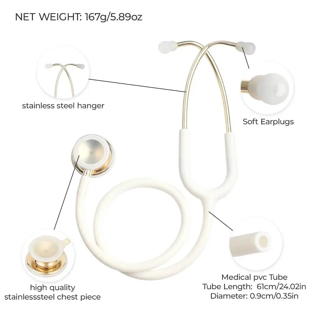 Professionelles doppelseitiges medizinisches Stethoskop - Medizinische AusrüstungMedizinische AusrüstungModsers - Fulfillment - ServiceMedSurgery Store For Digital Health1005009192649741 - White - Light Gold - United StatesWhite - Light GoldUnited StatesProfessionelles doppelseitiges medizinisches Stethoskop - Medizinische Ausrüstung.