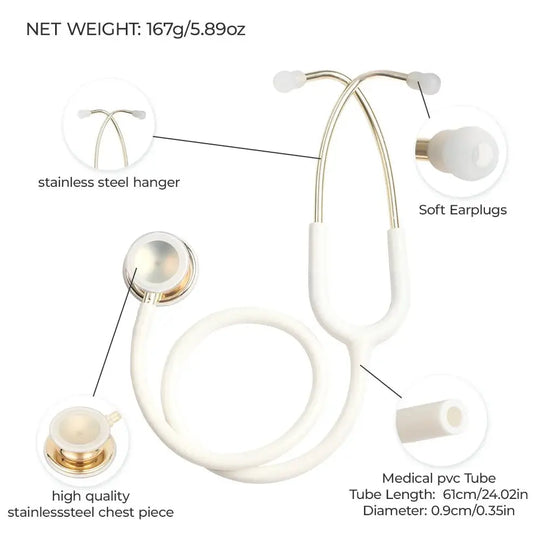Professionelles doppelseitiges medizinisches Stethoskop - Medizinische AusrüstungMedizinische AusrüstungModsers - Fulfillment - ServiceMedSurgery Store For Digital Health1005009192649741 - White - Light Gold - United StatesWhite - Light GoldUnited StatesProfessionelles doppelseitiges medizinisches Stethoskop - Medizinische Ausrüstung.