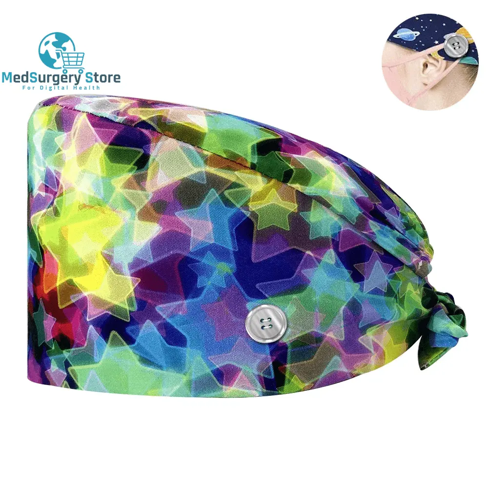 Neue Scrub Krankenschwester Hut Floral Bouffant Cap Mode Multicolour Krankenschwester Scrub Caps Einstellbare Bandage Turban Chirurgische Arzt Krankenschwester Hüte