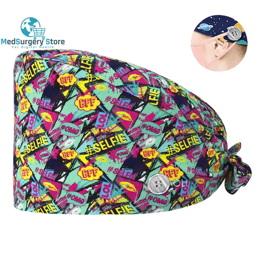 Neue Scrub Krankenschwester Hut Floral Bouffant Cap Mode Multicolour Krankenschwester Scrub Caps Einstellbare Bandage Turban Chirurgische Arzt Krankenschwester Hüte
