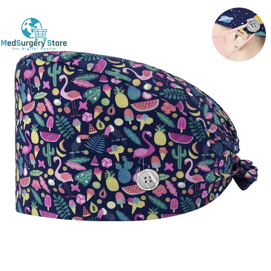 Neue Scrub Krankenschwester Hut Floral Bouffant Cap Mode Multicolour Krankenschwester Scrub Caps Einstellbare Bandage Turban Chirurgische Arzt Krankenschwester Hüte