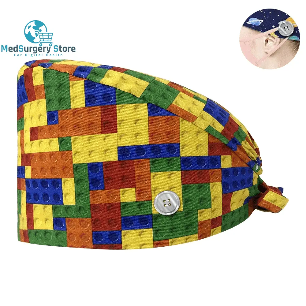 Neue Scrub Krankenschwester Hut Floral Bouffant Cap Mode Multicolour Krankenschwester Scrub Caps Einstellbare Bandage Turban Chirurgische Arzt Krankenschwester Hüte