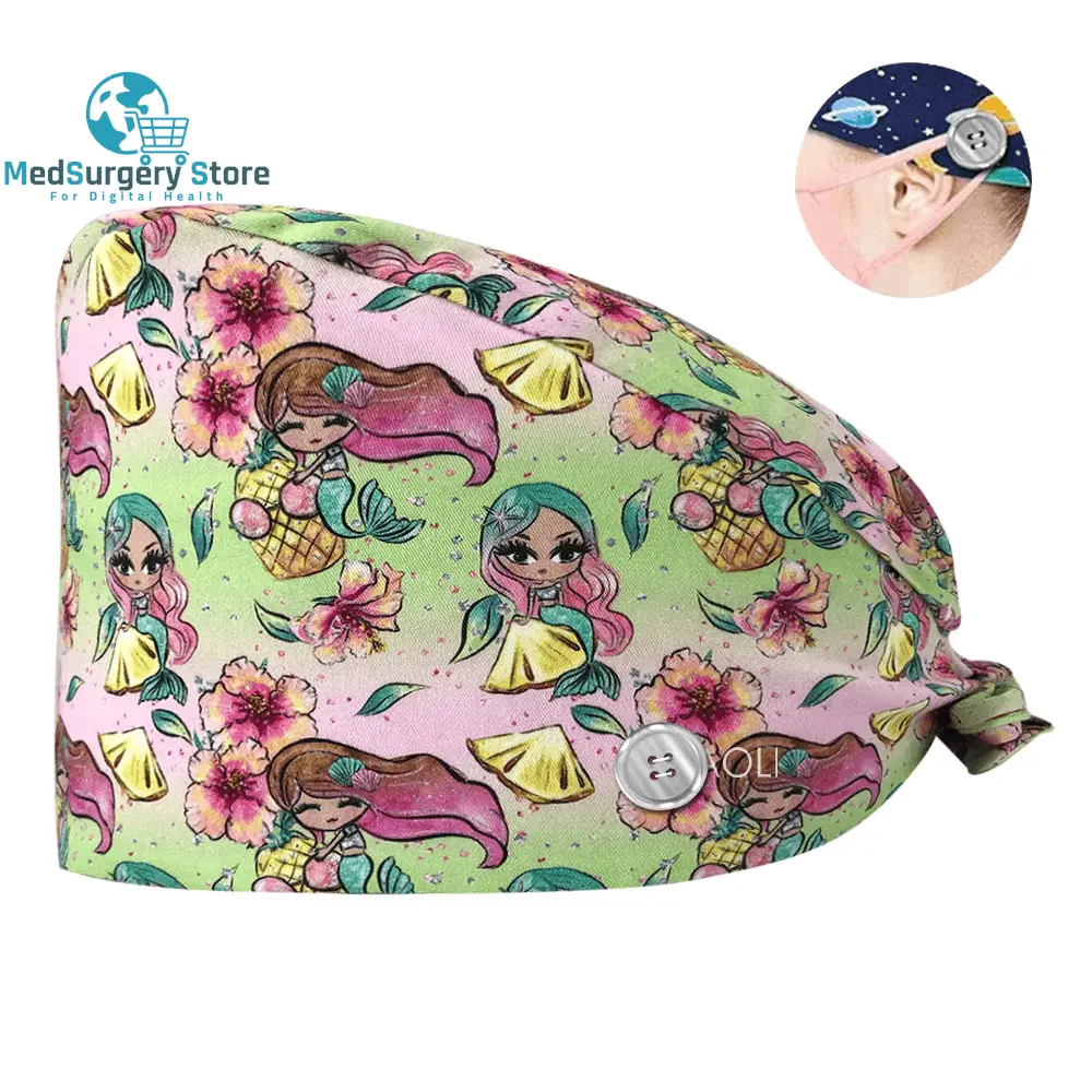 Neue Scrub Krankenschwester Hut Floral Bouffant Cap Mode Multicolour Krankenschwester Scrub Caps Einstellbare Bandage Turban Chirurgische Arzt Krankenschwester Hüte