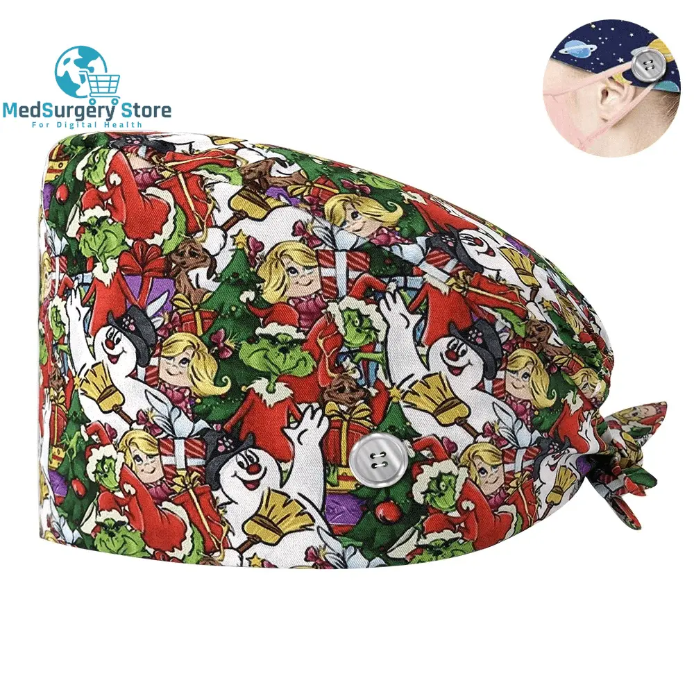 Neue Scrub Krankenschwester Hut Floral Bouffant Cap Mode Multicolour Krankenschwester Scrub Caps Einstellbare Bandage Turban Chirurgische Arzt Krankenschwester Hüte