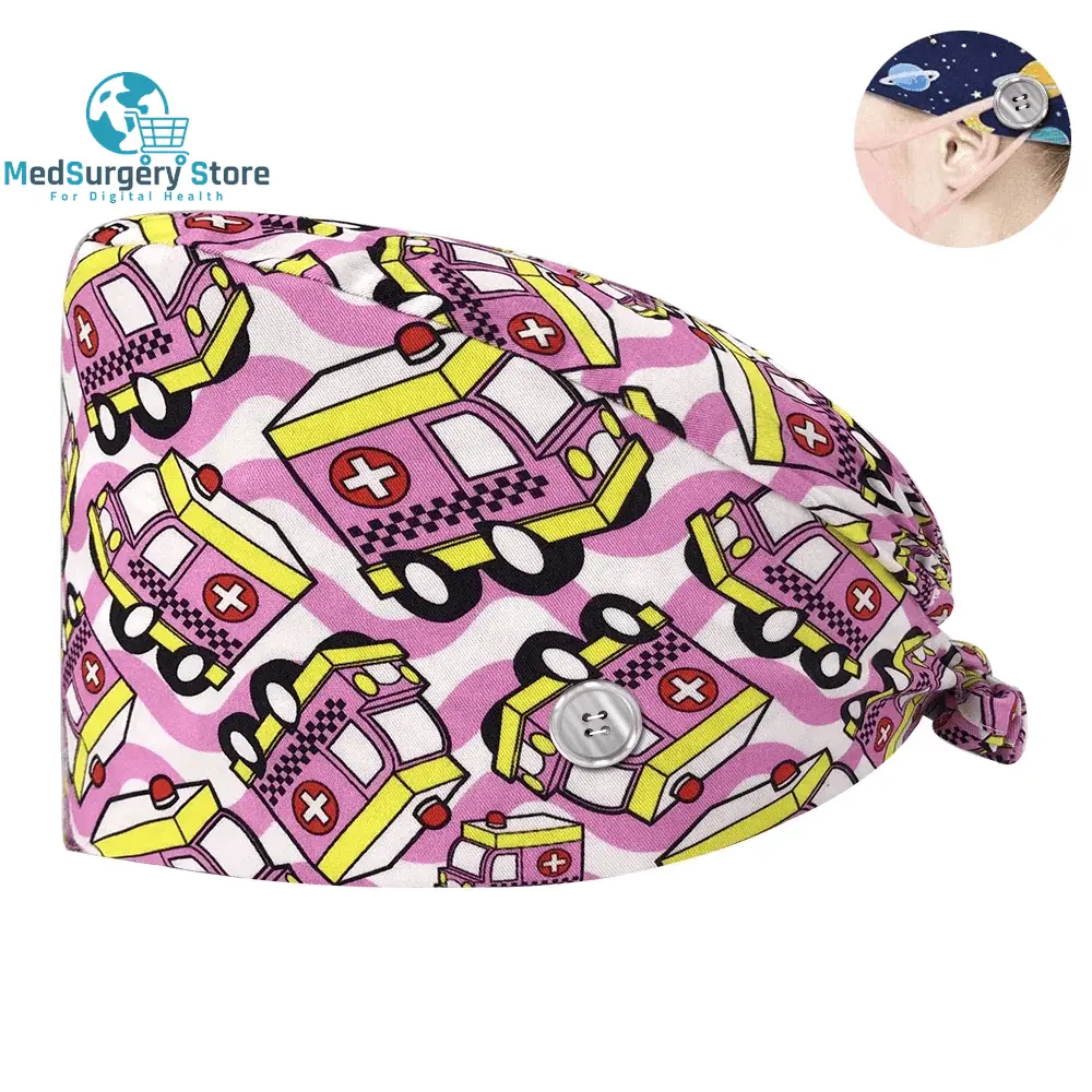 Neue Scrub Krankenschwester Hut Floral Bouffant Cap Mode Multicolour Krankenschwester Scrub Caps Einstellbare Bandage Turban Chirurgische Arzt Krankenschwester Hüte