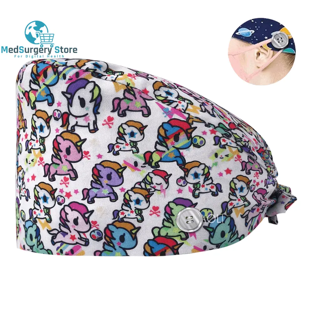 Neue Scrub Krankenschwester Hut Floral Bouffant Cap Mode Multicolour Krankenschwester Scrub Caps Einstellbare Bandage Turban Chirurgische Arzt Krankenschwester Hüte