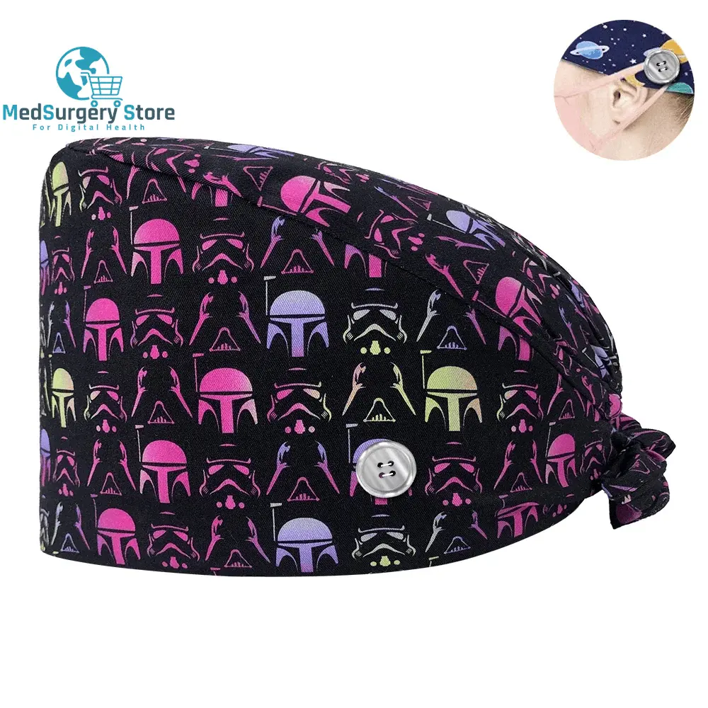 Neue Scrub Krankenschwester Hut Floral Bouffant Cap Mode Multicolour Krankenschwester Scrub Caps Einstellbare Bandage Turban Chirurgische Arzt Krankenschwester Hüte