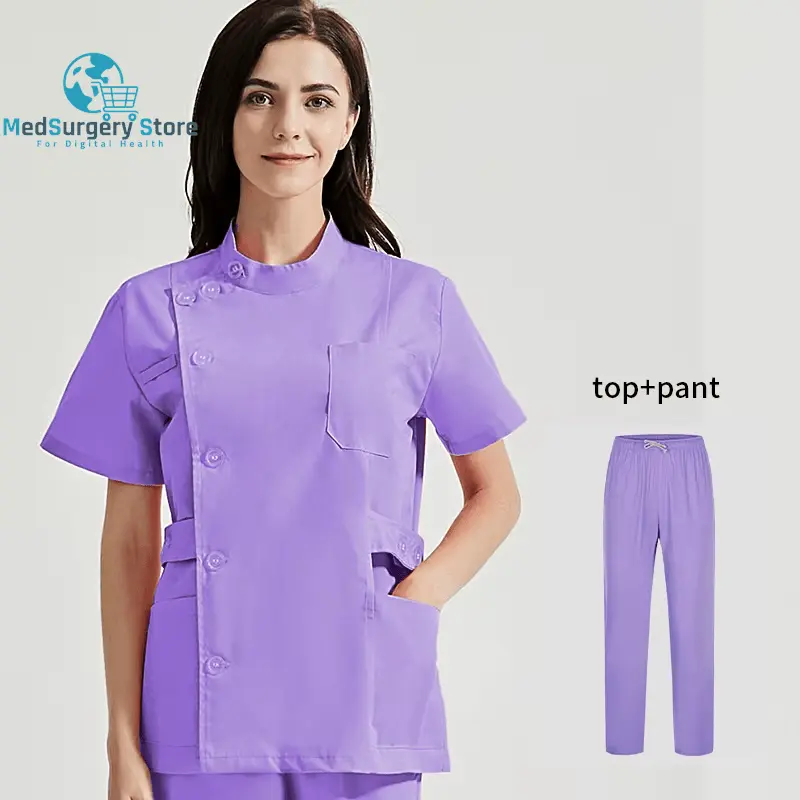 Niaahinn Gesundheitsdienste Scrubs Set Uniformen V-Ausschnitt Schönheitssalon Arbeit Uniform Frauen Sets Tierpflege Institution Scrubs Mantel