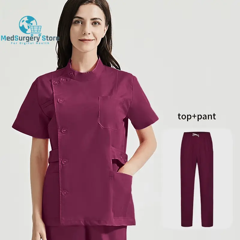 Niaahinn Gesundheitsdienste Scrubs Set Uniformen V-Ausschnitt Schönheitssalon Arbeit Uniform Frauen Sets Tierpflege Institution Scrubs Mantel