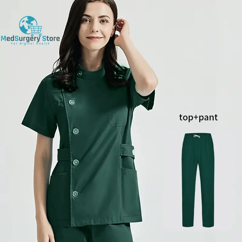 Niaahinn Gesundheitsdienste Scrubs Set Uniformen V-Ausschnitt Schönheitssalon Arbeit Uniform Frauen Sets Tierpflege Institution Scrubs Mantel