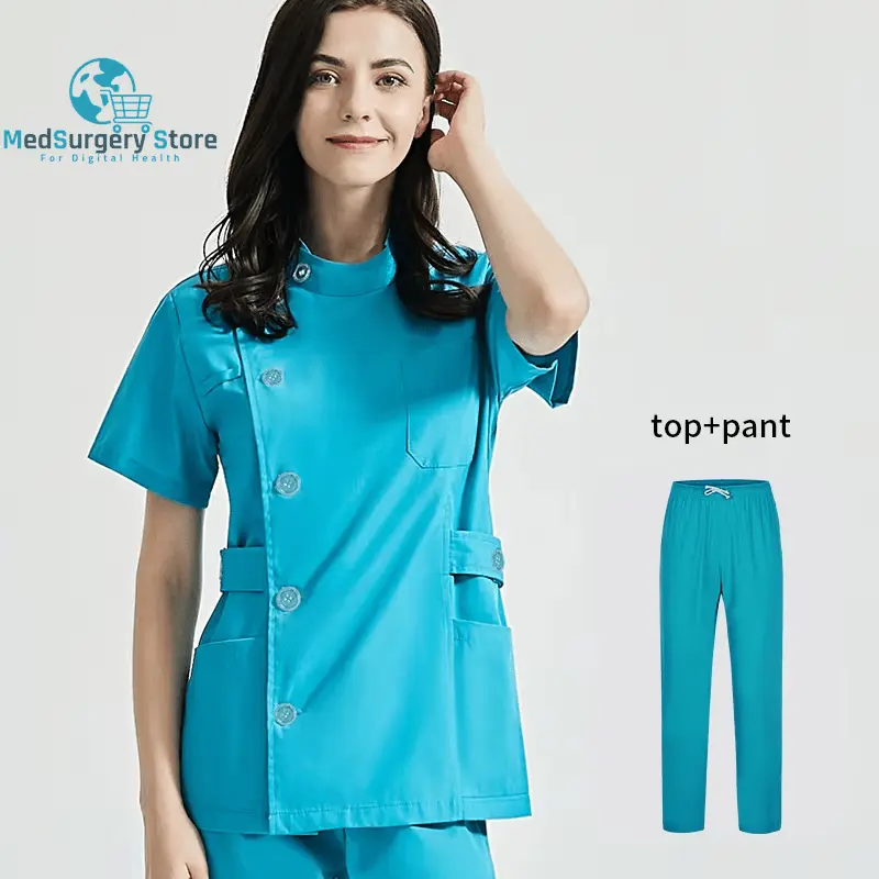 Niaahinn Gesundheitsdienste Scrubs Set Uniformen V-Ausschnitt Schönheitssalon Arbeit Uniform Frauen Sets Tierpflege Institution Scrubs Mantel