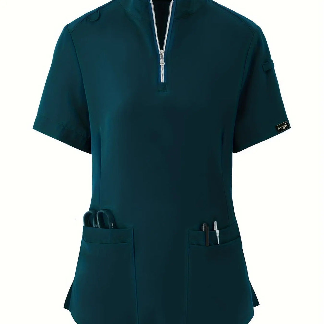 Stretchy Comfort Nurse Top - Weich, atmungsaktiv, Reißverschluss vorne, kurze Ärmel, entspannte Passform Gesundheitspflege Uniform für Frauen - Ideal für medizinisches FachpersonalMedSurgery Store For Digital HealthMedSurgery Store For Digital Health601099564070018 - Sea Blue - S(4)Sea BlueS(4)Stretchy Comfort Nurse Top - Weich, atmungsaktiv, Reißverschluss vorne, kurze Ärmel, entspannte Passform Gesundheitspflege Uniform für Frauen - Ideal für medizinisches Fachpersonal