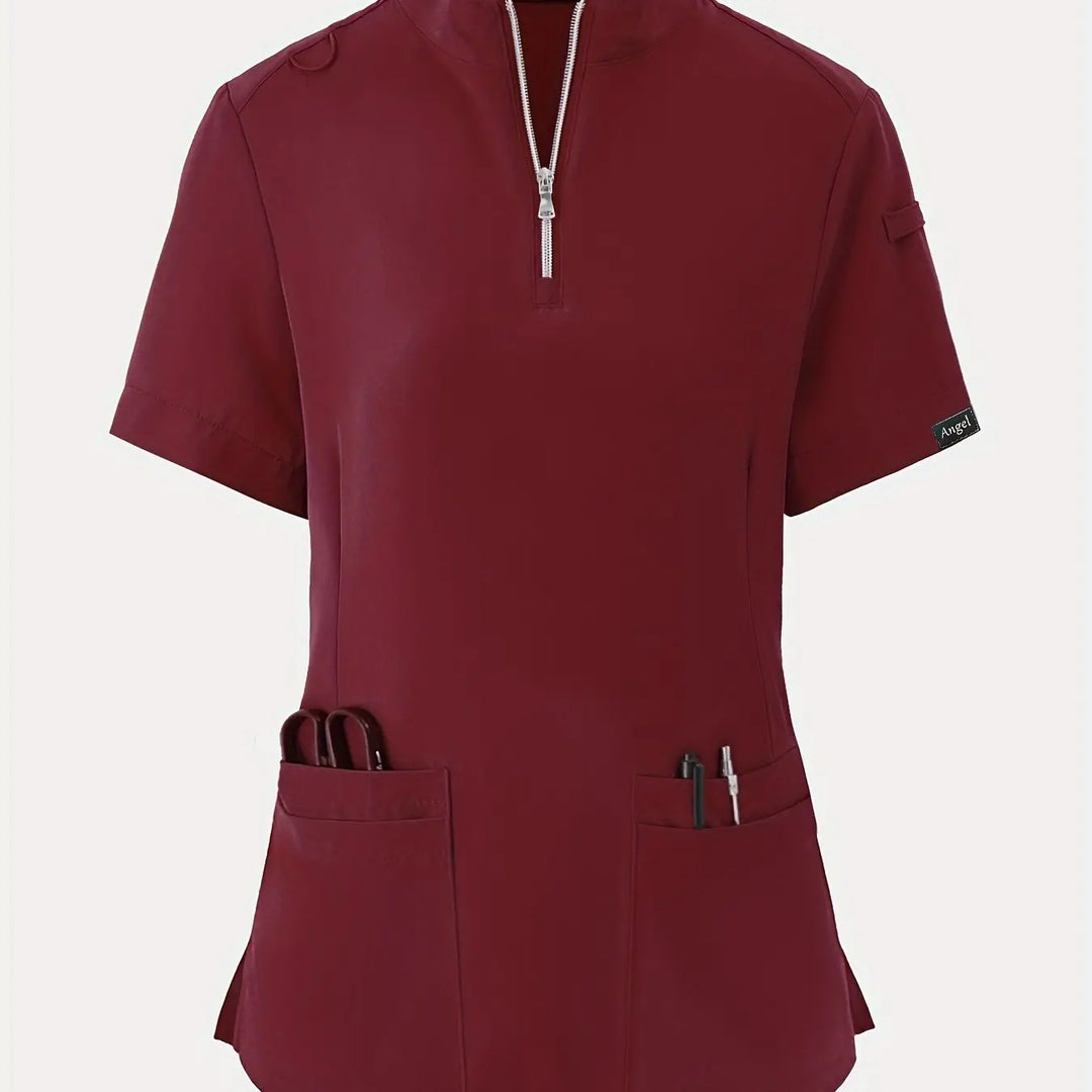 Stretchy Comfort Nurse Top - Weich, atmungsaktiv, Reißverschluss vorne, kurze Ärmel, entspannte Passform Gesundheitsversorgung Uniform für Frauen - Ideal für medizinische FachkräfteMedSurgery Store For Digital HealthMedSurgery Store For Digital Health601099564070018 - Burgund - S(4)BurgundS(4)Stretchy Comfort Nurse Top - Weich, atmungsaktiv, Reißverschluss vorne, kurze Ärmel, entspannte Passform Gesundheitsversorgung Uniform für Frauen - Ideal für medizinische Fachkräfte