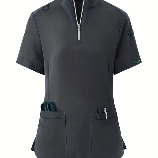 Stretchy Comfort Nurse Top - Weich, atmungsaktiv, Reißverschluss vorne, kurze Ärmel, entspannte Passform Gesundheitsversorgung Uniform für Frauen - Ideal für medizinische FachkräfteMedSurgery Store For Digital HealthMedSurgery Store For Digital Health601099564070018 - Dunkelgrau - S(4)DunkelgrauS(4)Stretchy Comfort Nurse Top - Weich, atmungsaktiv, Reißverschluss vorne, kurze Ärmel, entspannte Passform Gesundheitsversorgung Uniform für Frauen - Ideal für medizinische Fachkräfte