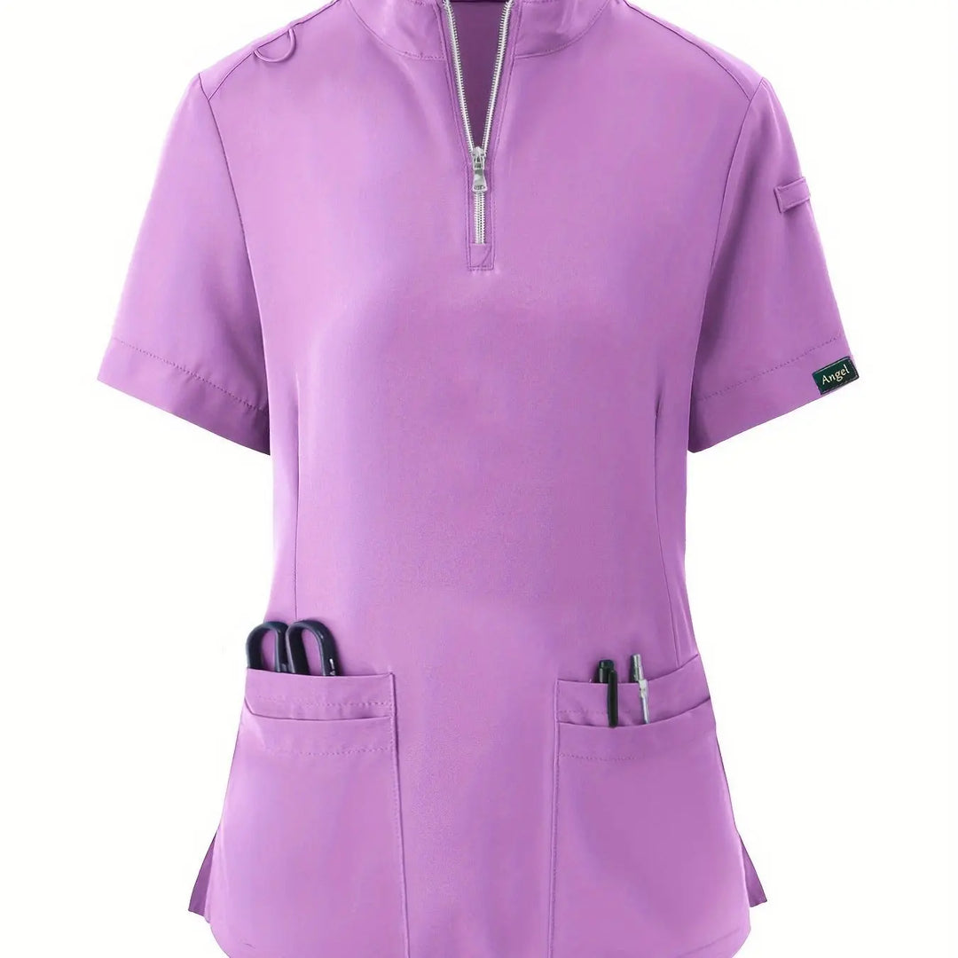 Stretchy Comfort Nurse Top - Weich, atmungsaktiv, Reißverschluss vorne, kurze Ärmel, entspannte Passform Gesundheitsversorgung Uniform für Frauen - Ideal für medizinische FachkräfteMedSurgery Store For Digital HealthMedSurgery Store For Digital Health601099564070018 - Violett - S(4)ViolettS(4)Stretchy Comfort Nurse Top - Weich, atmungsaktiv, Reißverschluss vorne, kurze Ärmel, entspannte Passform Gesundheitsversorgung Uniform für Frauen - Ideal für medizinische Fachkräfte
