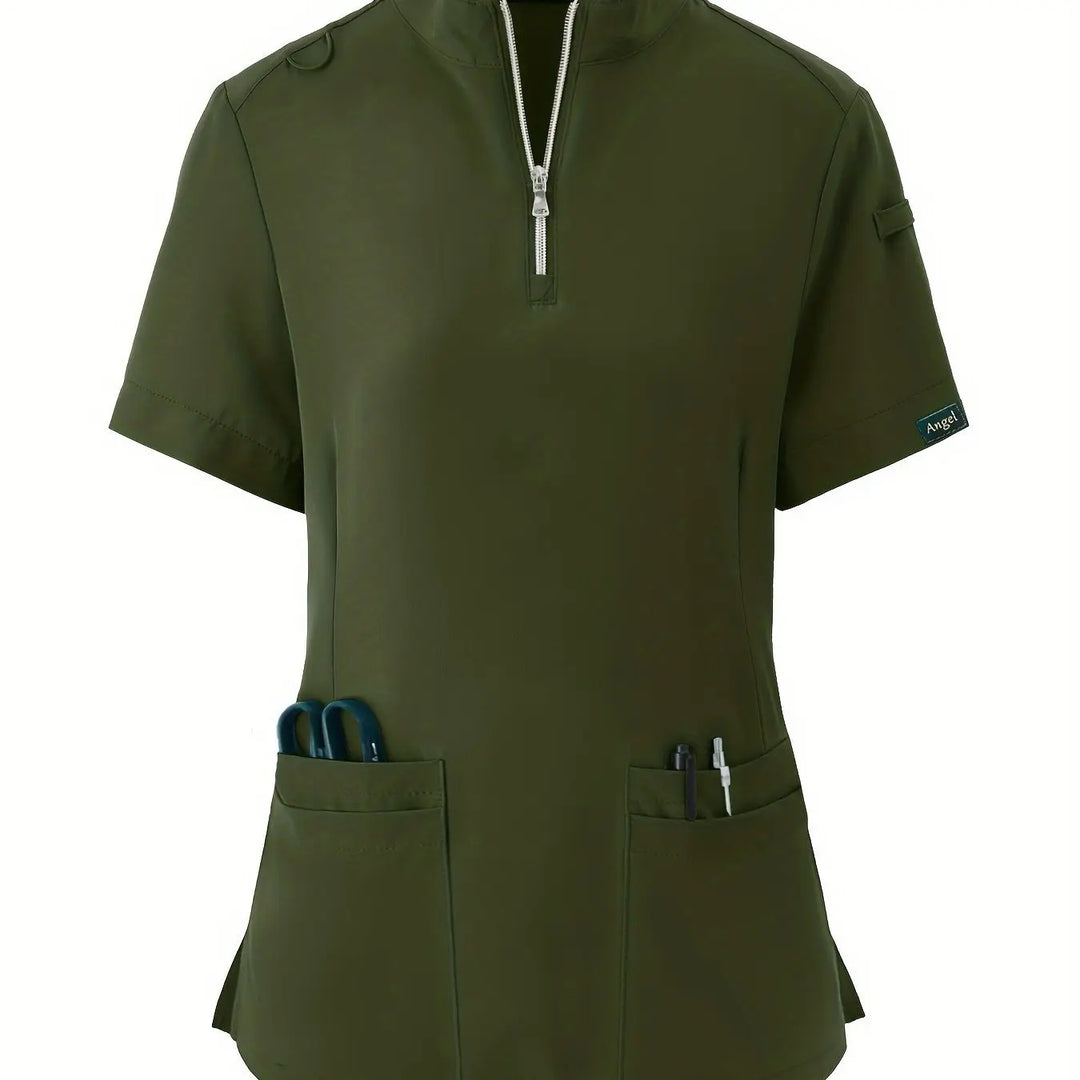 Stretchy Comfort Nurse Top - Weich, atmungsaktiv, Reißverschluss vorne, kurze Ärmel, entspannte Passform Gesundheitsversorgung Uniform für Frauen - Ideal für medizinische FachkräfteMedSurgery Store For Digital HealthMedSurgery Store For Digital Health601099564070018 - Olivgrün - S(4)OlivgrünS(4)Stretchy Comfort Nurse Top - Weich, atmungsaktiv, Reißverschluss vorne, kurze Ärmel, entspannte Passform Gesundheitsversorgung Uniform für Frauen - Ideal für medizinische Fachkräfte