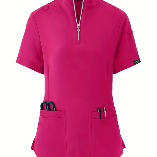 Stretchy Comfort Nurse Top - Weich, atmungsaktiv, Reißverschluss vorne, kurze Ärmel, entspannte Passform Gesundheitsversorgung Uniform für Frauen - Ideal für medizinische FachkräfteMedSurgery Store For Digital HealthMedSurgery Store For Digital Health601099564070018 - Rose Red - S(4)Rose RedS(4)Stretchy Comfort Nurse Top - Weich, atmungsaktiv, Reißverschluss vorne, kurze Ärmel, entspannte Passform Gesundheitsversorgung Uniform für Frauen - Ideal für medizinische Fachkräfte
