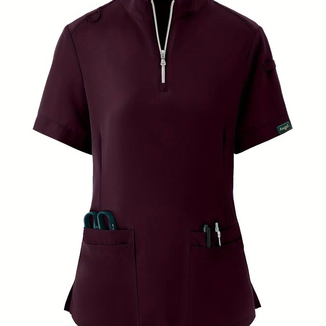 Stretchy Comfort Nurse Top - Weich, atmungsaktiv, Reißverschluss vorne, kurze Ärmel, entspannte Passform Gesundheitsversorgung Uniform für Frauen - Ideal für medizinische FachkräfteMedSurgery Store For Digital HealthMedSurgery Store For Digital Health601099564070018 - Dunkelrot - A - S(4)Dunkelrot - AS(4)Stretchy Comfort Nurse Top - Weich, atmungsaktiv, Reißverschluss vorne, kurze Ärmel, entspannte Passform Gesundheitsversorgung Uniform für Frauen - Ideal für medizinische Fachkräfte