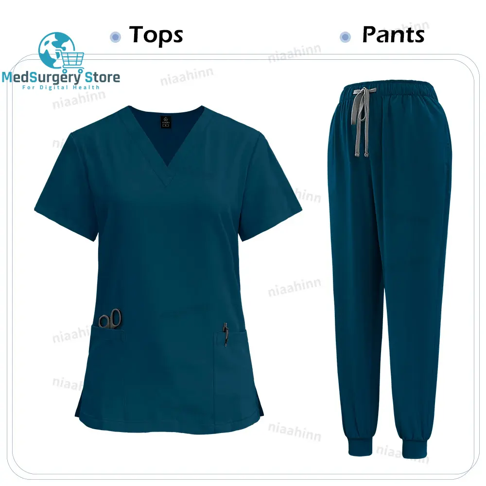 Medizinische Scrub Krankenpflege chirurgischen Kittel hohe Qualität elastische Scrub Gesundheitswesen Apotheke solide Farbe Uniform Großhandel Arbeitskleidung Unisex