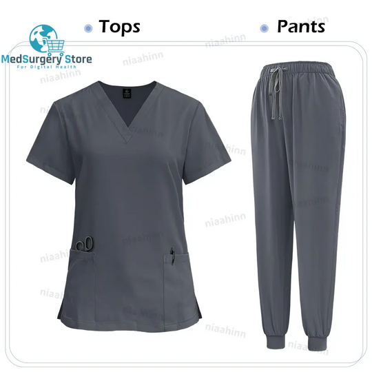 Medizinische Scrub Krankenpflege chirurgischen Kittel hohe Qualität elastische Scrub Gesundheitswesen Apotheke solide Farbe Uniform Großhandel Arbeitskleidung Unisex