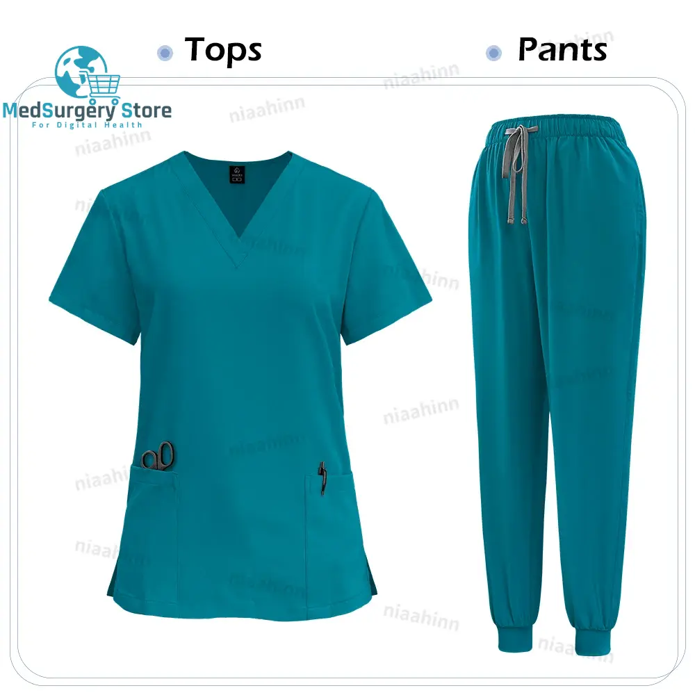 Medizinische Scrub Krankenpflege chirurgischen Kittel hohe Qualität elastische Scrub Gesundheitswesen Apotheke solide Farbe Uniform Großhandel Arbeitskleidung Unisex